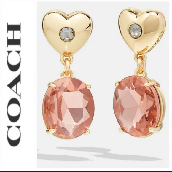 Coach Jewelry - Coach Gold and Pink Heart Earrings